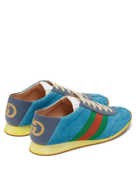 gucci blue suede trainers